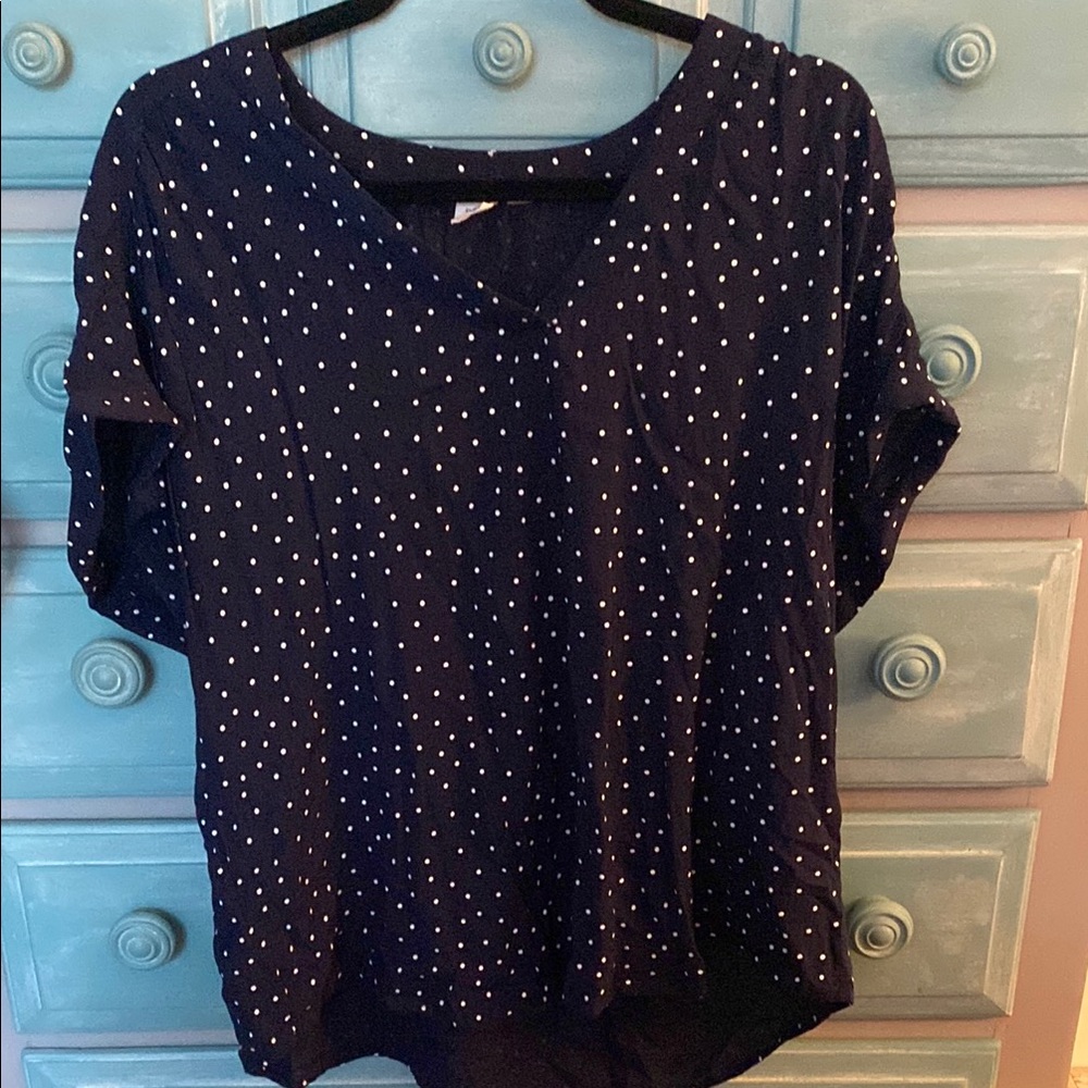 GAP Blue and White Blouse with Short Sleeves
